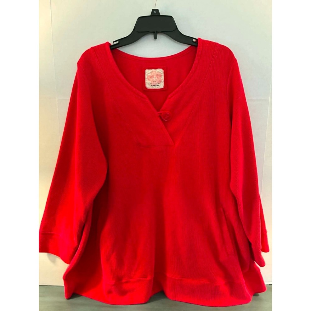 Avenue Must Have Womens 22/24 Red Tunic Sweatshirt Plus Size Cozy Casual Lounge‎
